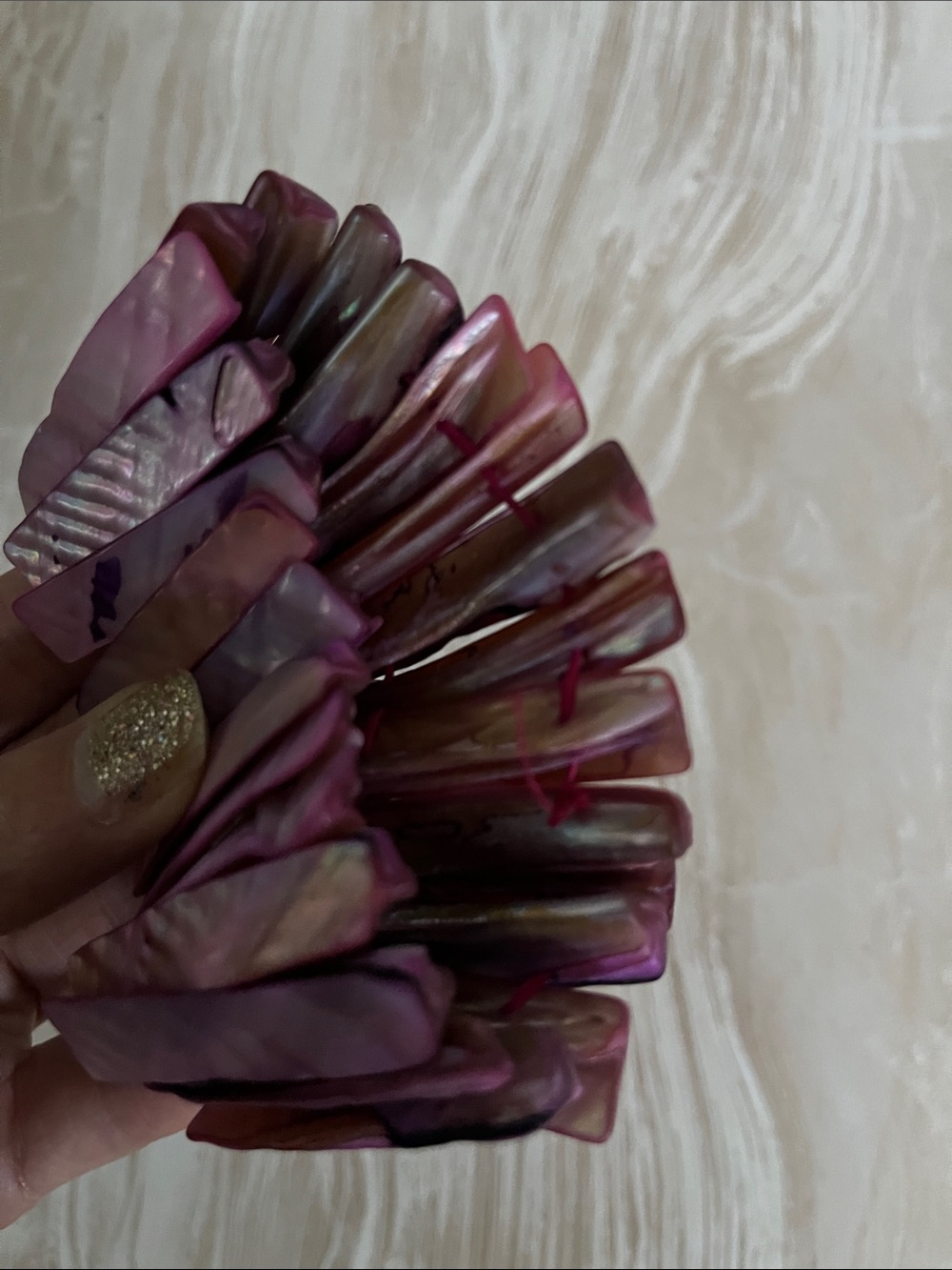 Pink Shell Stretch Bracelet  Opalescence - Picture 7 of 7